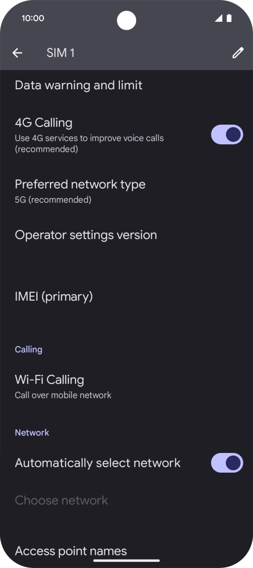 Press Preferred network type. Press Preferred network type.
