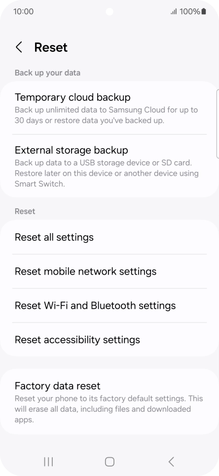 Press Reset mobile network settings. Press Reset mobile network settings.