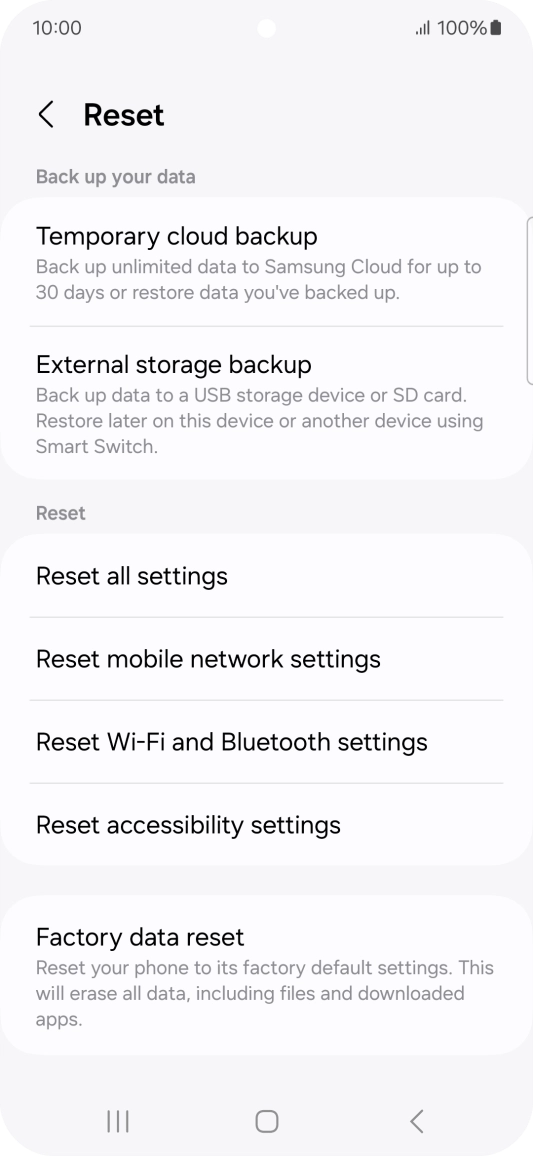 Press Reset mobile network settings. Press Reset mobile network settings.