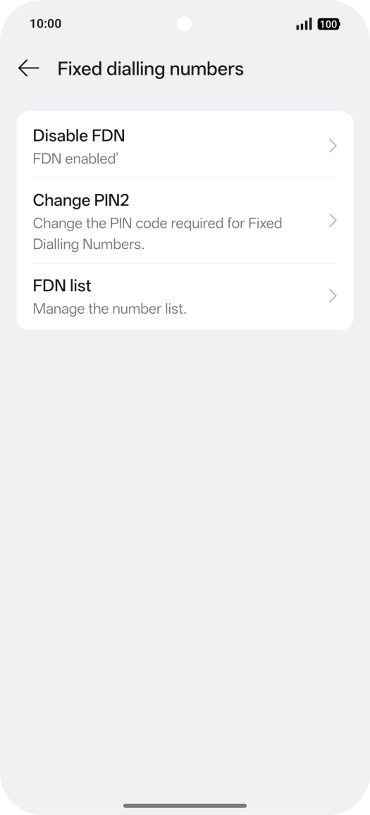 Press Disable FDN. Press Disable FDN.