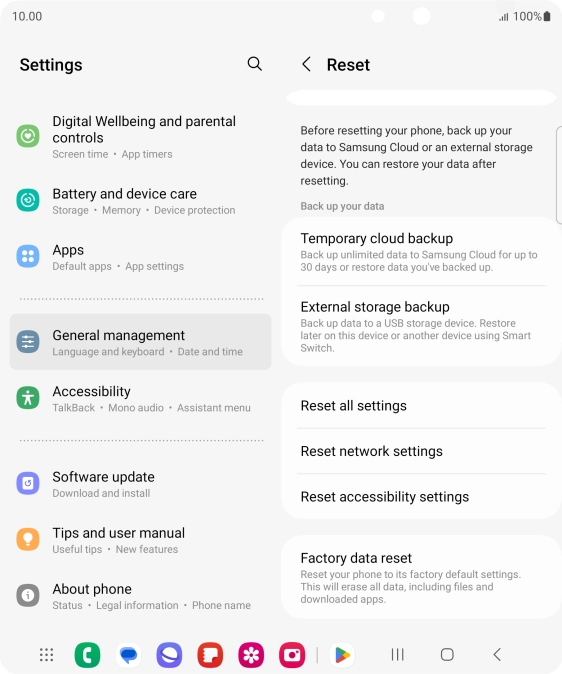 Press Factory data reset. Press Factory data reset.
