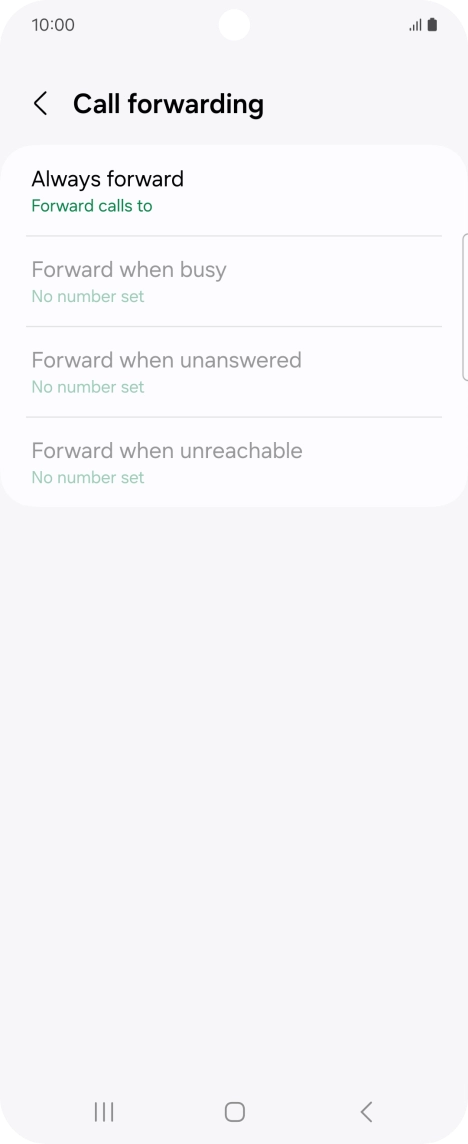 Press the required divert type. Press the required divert type.