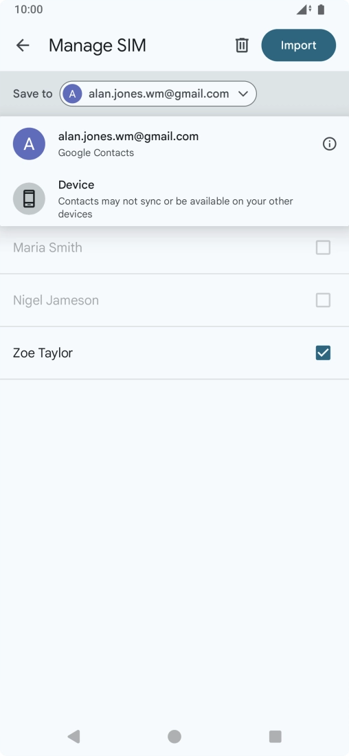Press the required Google account. Press the required Google account.