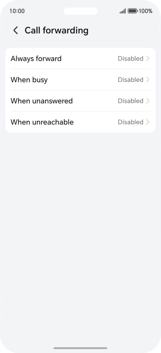 Press the required divert type. Press the required divert type.