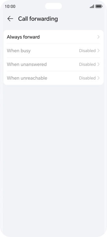 Press the required divert type. Press the required divert type.