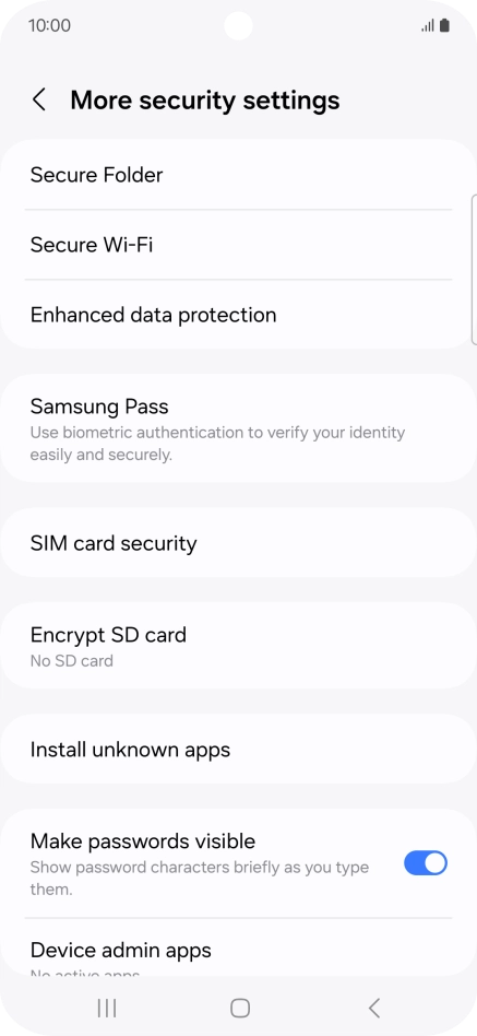 Press SIM card security. Press SIM card security.