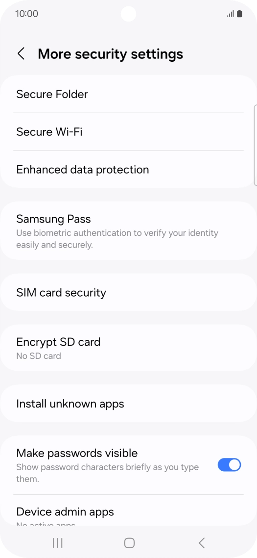 Press SIM card security. Press SIM card security.