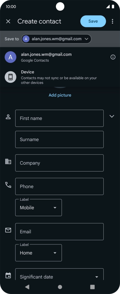Press the required Google account. Press the required Google account.
