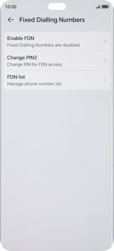 Press Enable FDN. Press Enable FDN.