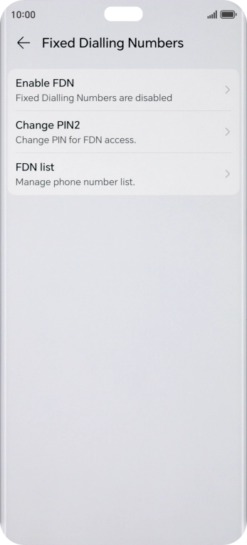 Press Enable FDN. Press Enable FDN.