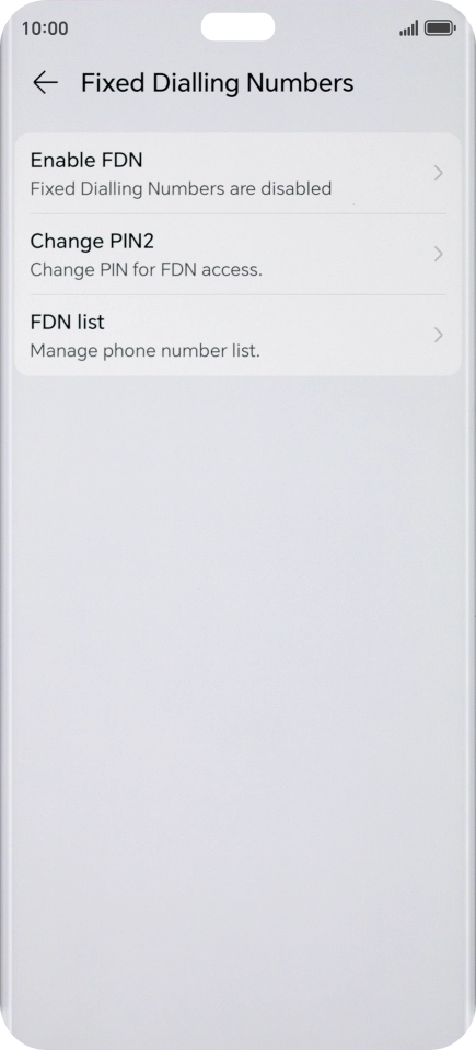 Press Enable FDN. Press Enable FDN.