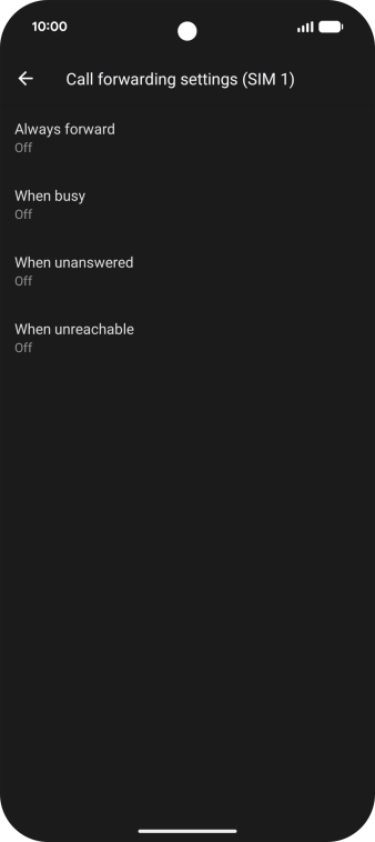 Press the required divert type. Press the required divert type.