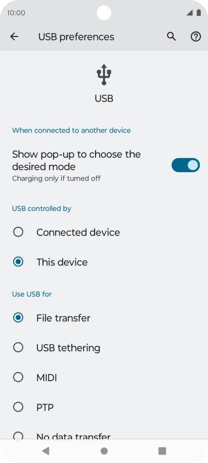 Press File transfer. Press File transfer.