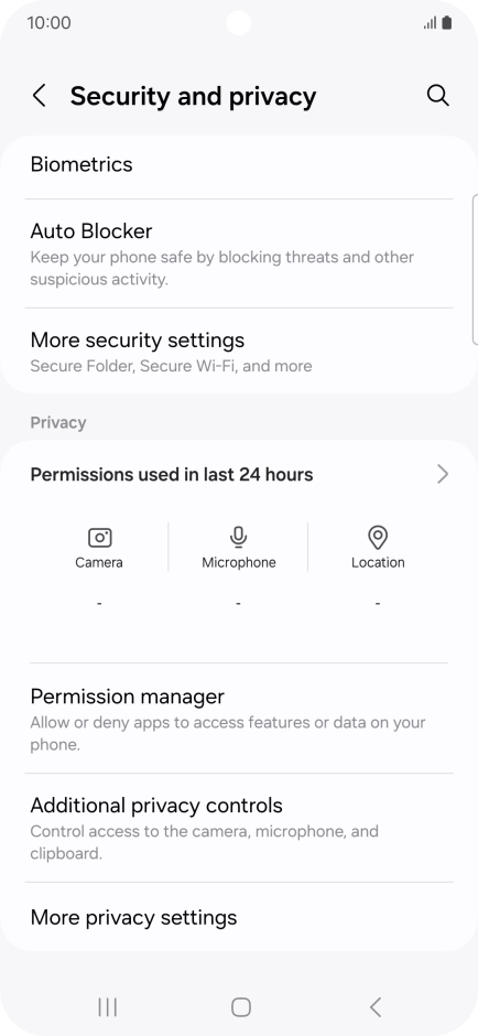 Press More security settings. Press More security settings.