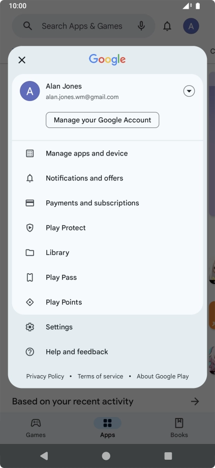 Press Manage apps and device. Press Manage apps and device.