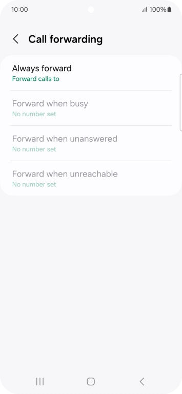 Press the required divert type. Press the required divert type.