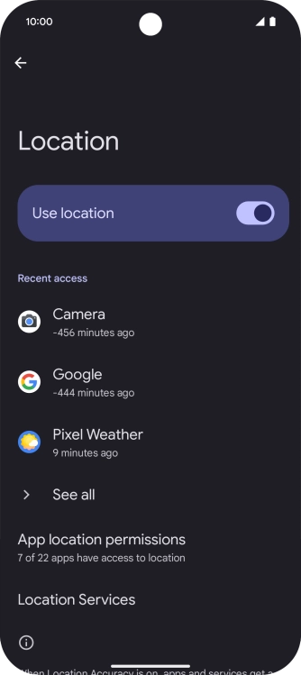 Press App location permissions. Press App location permissions.
