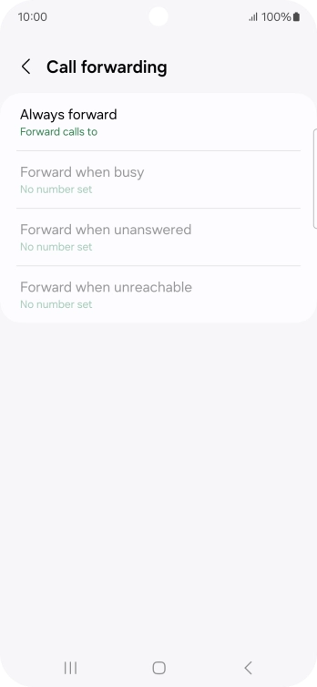 Press the required divert type. Press the required divert type.