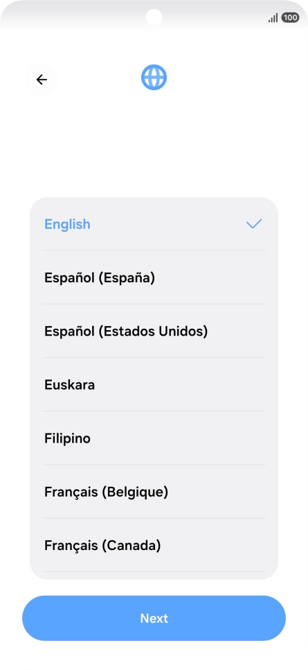 Press the required language. Press the required language.