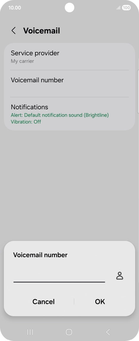 Key in +447953222222 and press OK. Key in +447953222222 and press OK.