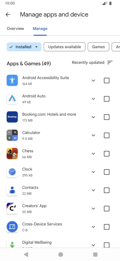 Press the required app. Press the required app.