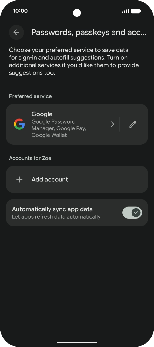 Press Add account. Press Add account.