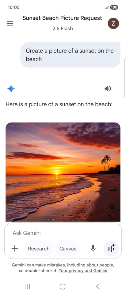 You can also ask Gemini to generate a picture based on your description. You can also ask Gemini to generate a picture based on your description.