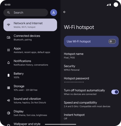 Press Hotspot password and key in the required password. Press Hotspot password and key in the required password.