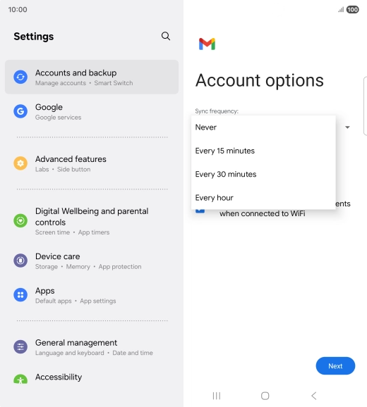 Press the required setting. Press the required setting.