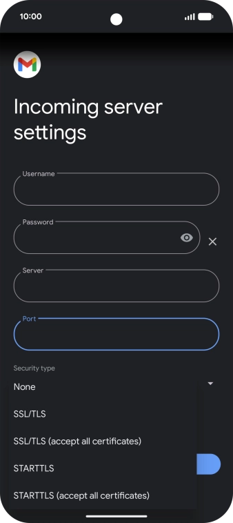 Press SSL/TLS. Press SSL/TLS.
