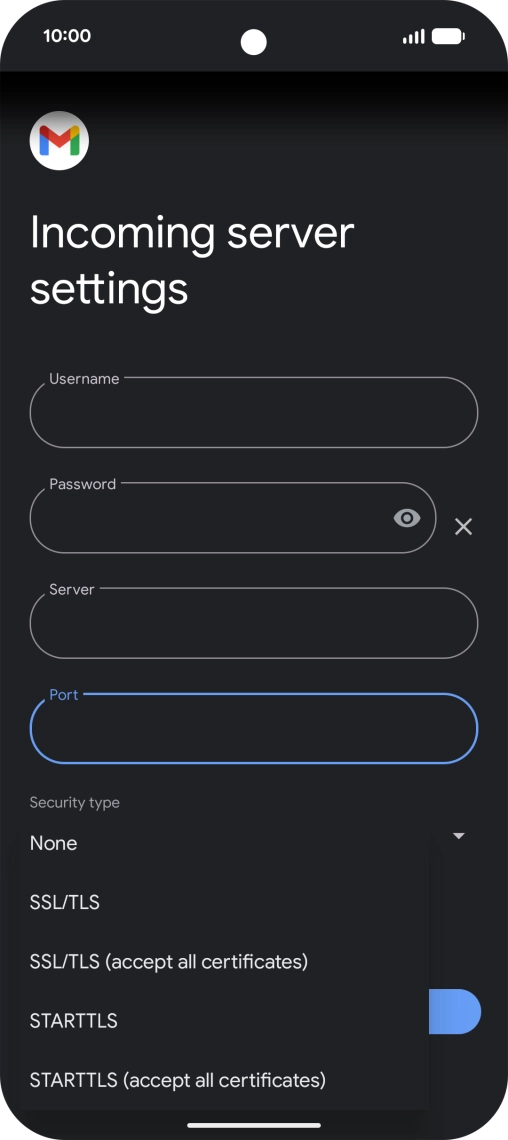 Press SSL/TLS. Press SSL/TLS.