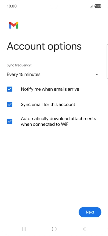 If this screen is displayed, you email account has been recognised and set up automatically. Follow the instructions on the screen to key in more information and finish setting up your phone. If this screen is displayed, you email account has been recognised and set up automatically. Follow the instructions on the screen to key in more information and finish setting up your phone.