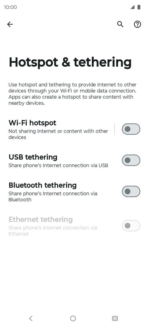 Press Wi-Fi hotspot. Press Wi-Fi hotspot.