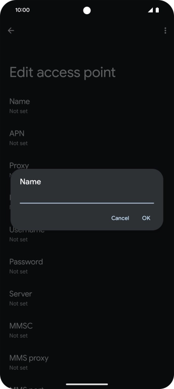 Key in EE Internet and press OK. Key in EE Internet and press OK.
