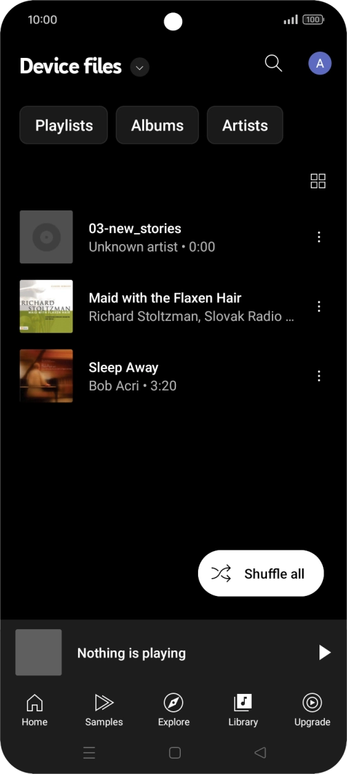 Press the required audio file. Press the required audio file.