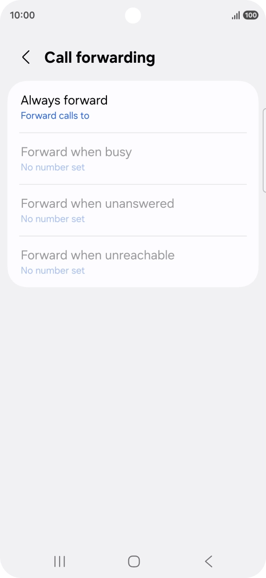 Press the required divert type. Press the required divert type.