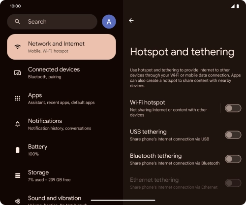 Press Wi-Fi hotspot. Press Wi-Fi hotspot.