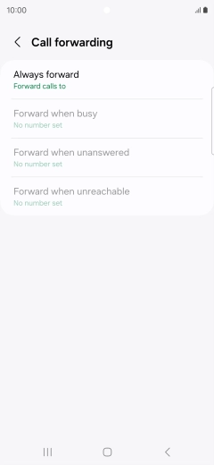 Press the required divert type. Press the required divert type.