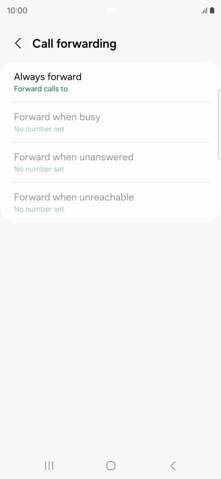 Press the required divert type. Press the required divert type.