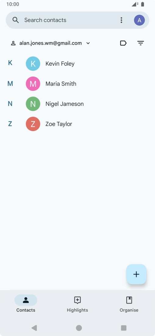 Press the new contact icon. Press the new contact icon.