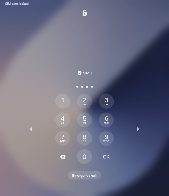 If your SIM is locked, key in your PIN and press OK. The default PIN is 1111. If your SIM is locked, key in your PIN and press OK. The default PIN is 1111.