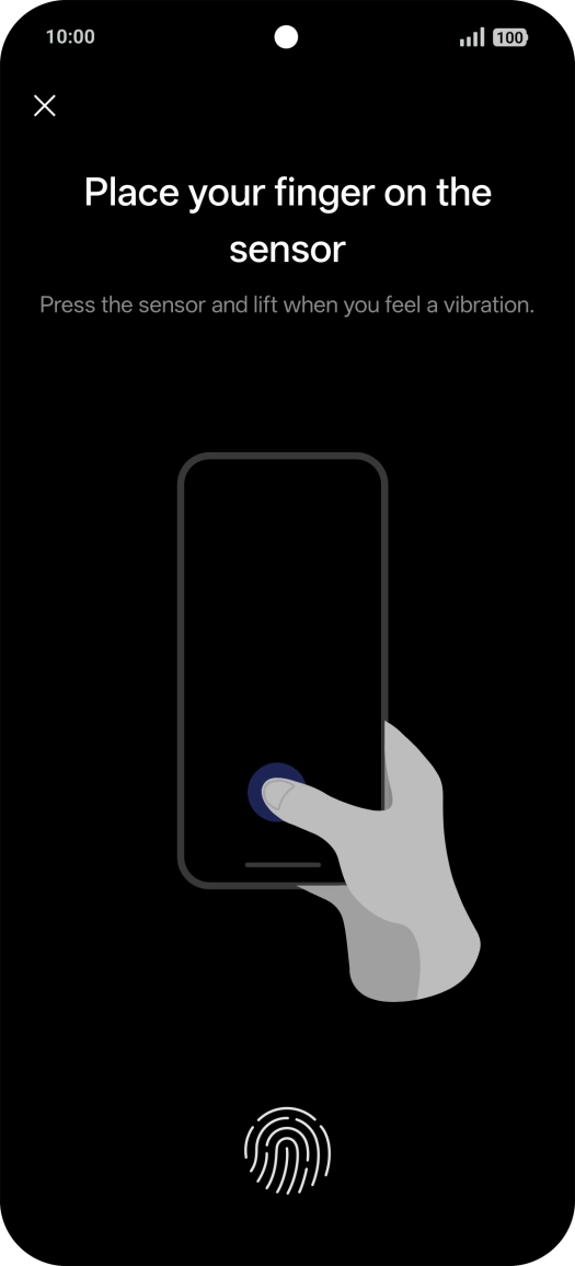 Follow the instructions on the screen to create the phone lock code using your fingerprint. Follow the instructions on the screen to create the phone lock code using your fingerprint.