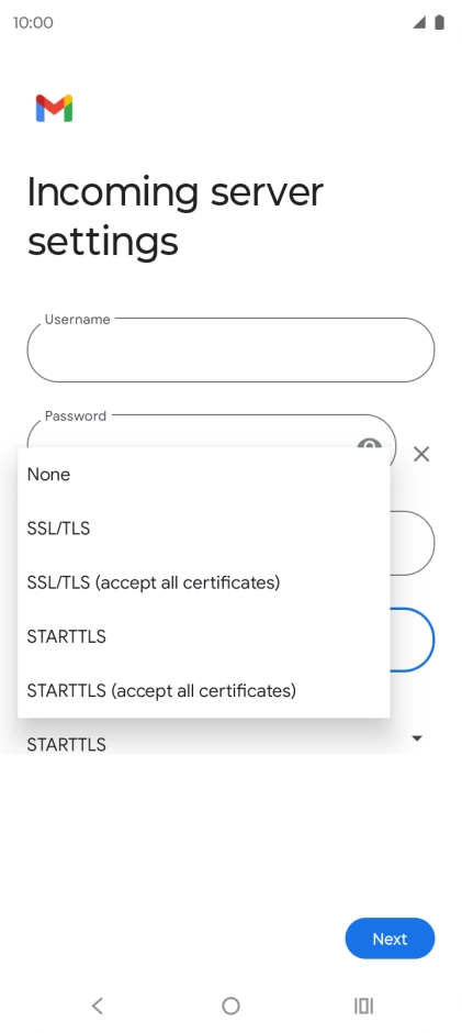 Press SSL/TLS. Press SSL/TLS.