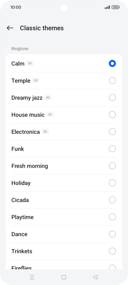 Press the required ring tones to hear them. Press the required ring tones to hear them.