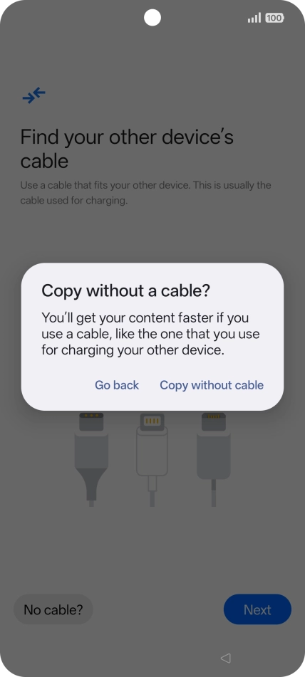 Press Copy without cable. Press Copy without cable.