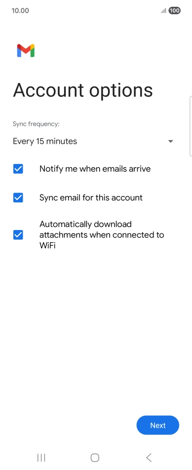 If this screen is displayed, you email account has been recognised and set up automatically. Follow the instructions on the screen to key in more information and finish setting up your phone. If this screen is displayed, you email account has been recognised and set up automatically. Follow the instructions on the screen to key in more information and finish setting up your phone.