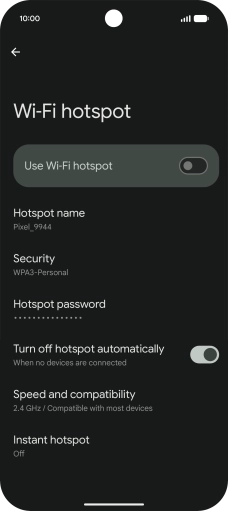 Press Hotspot password and key in the required password. Press Hotspot password and key in the required password.