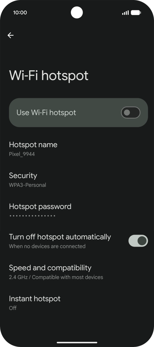 Press Hotspot password and key in the required password. Press Hotspot password and key in the required password.