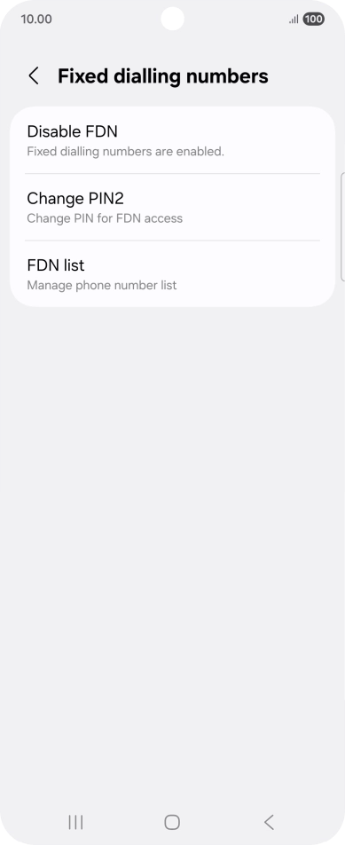 Press Disable FDN. Press Disable FDN.