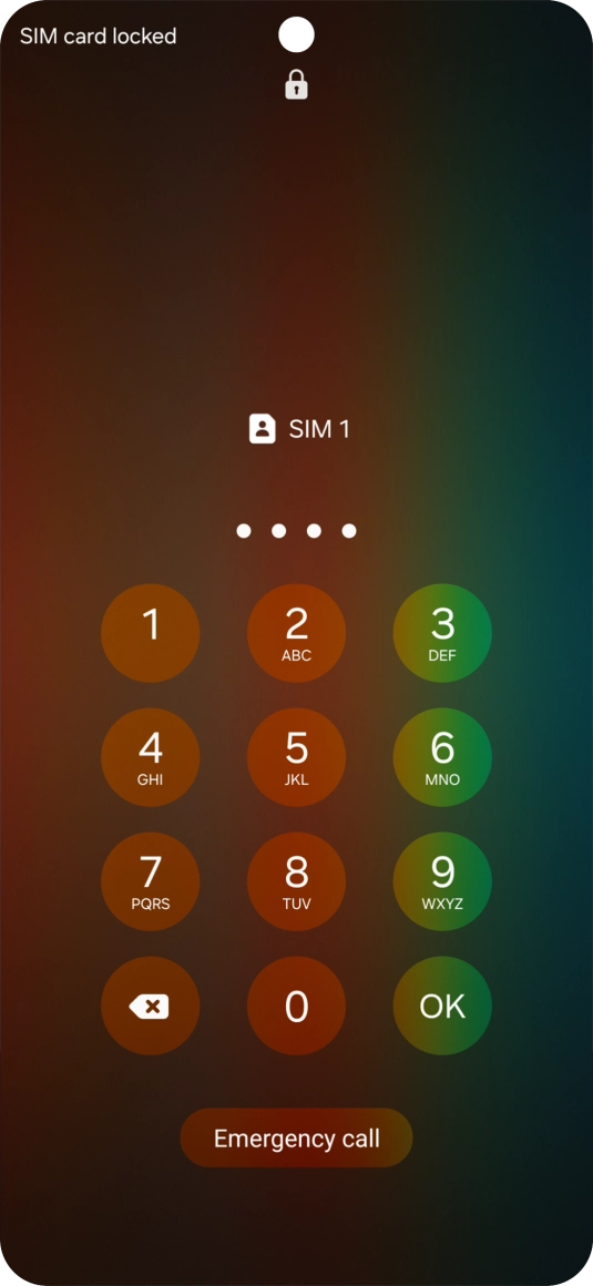 If your SIM is locked, key in your PIN and press OK. The default PIN is 1111. If your SIM is locked, key in your PIN and press OK. The default PIN is 1111.